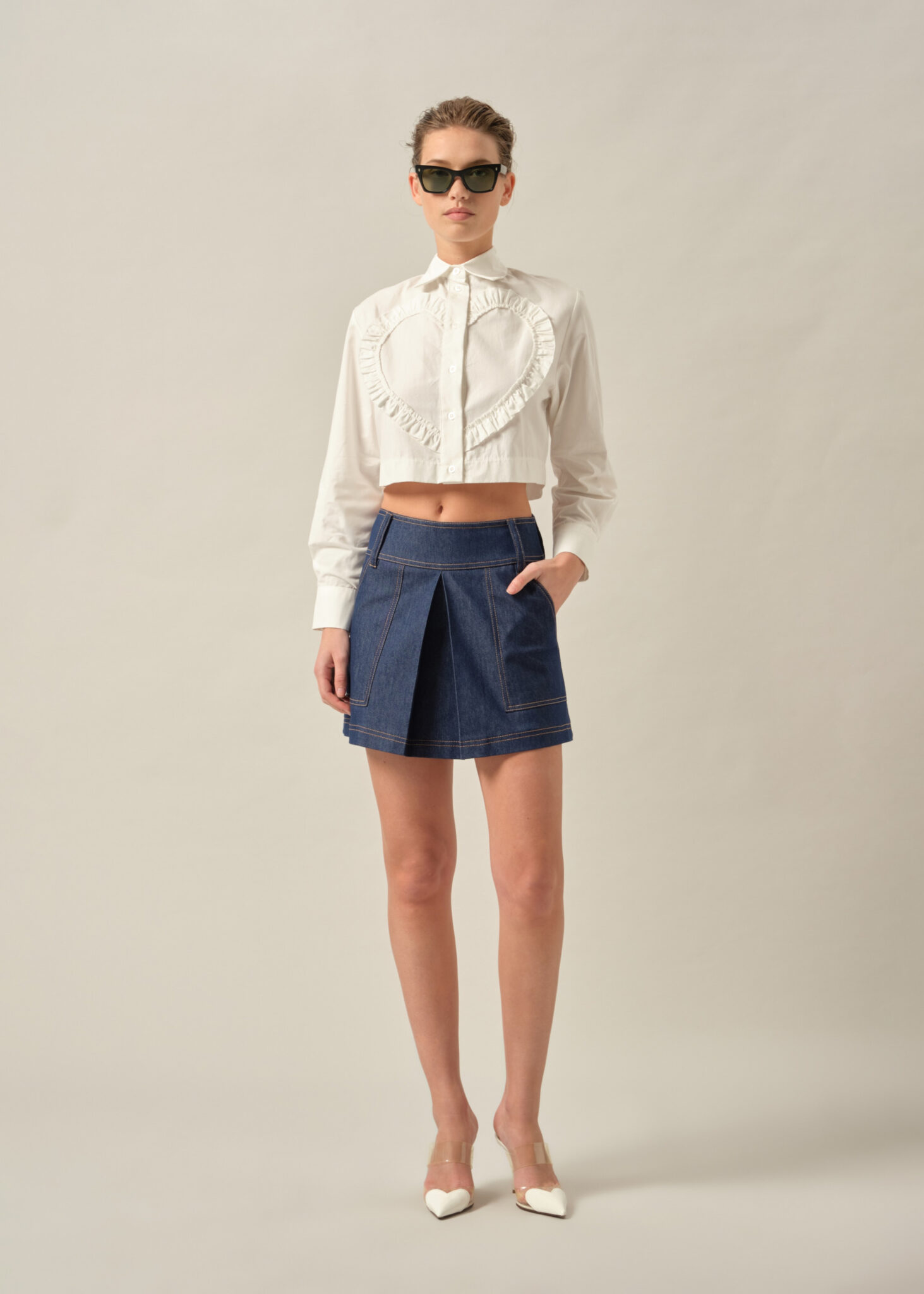 RUFFLED HEART DETAIL SHIRT