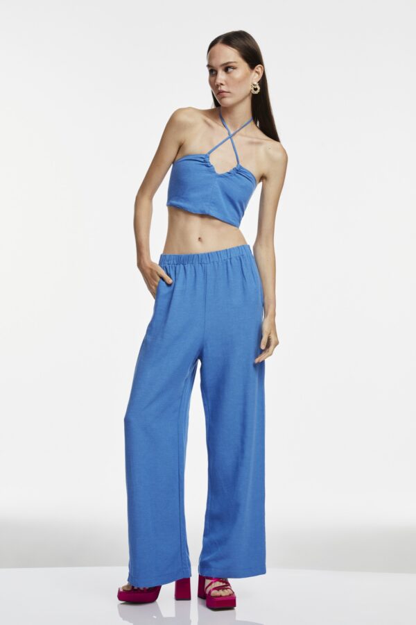 Keten Crop-Pantolon Takım