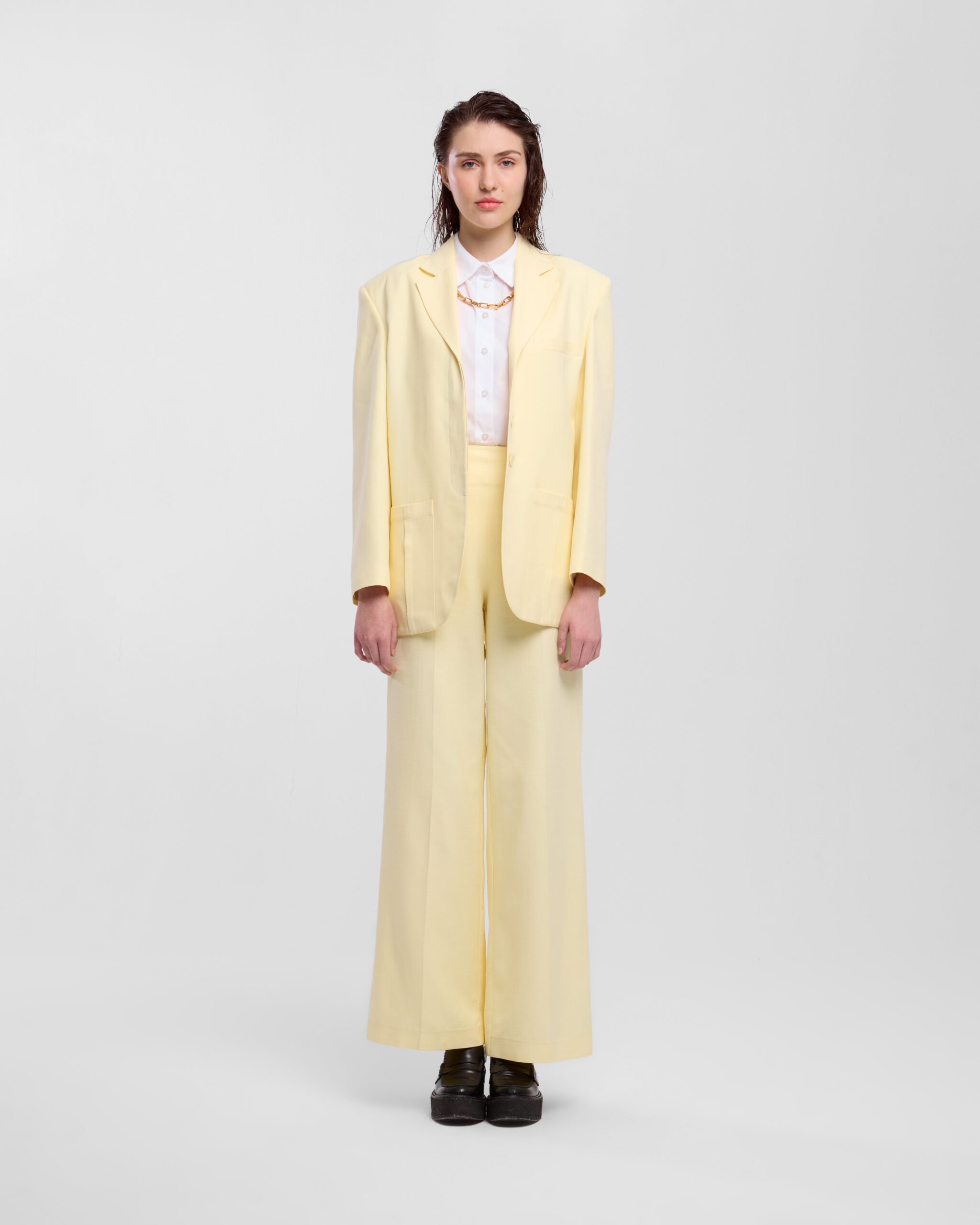 OVERSIZE KETEN CEKET-KAPAK CEP DETAYLI KETEN PANTOLON