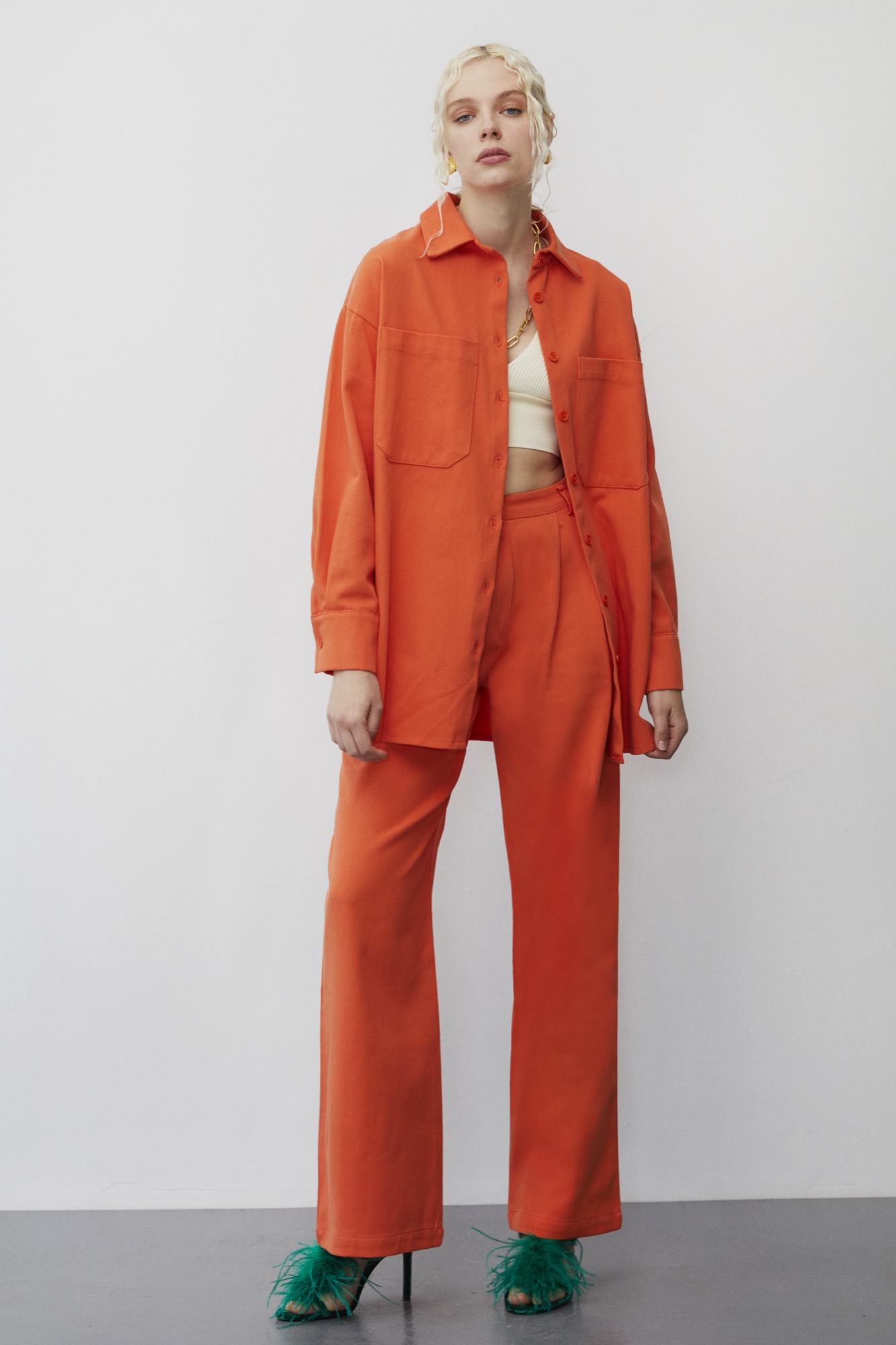 Oversize Gabardin Gömlek - Gabardin Pantolon