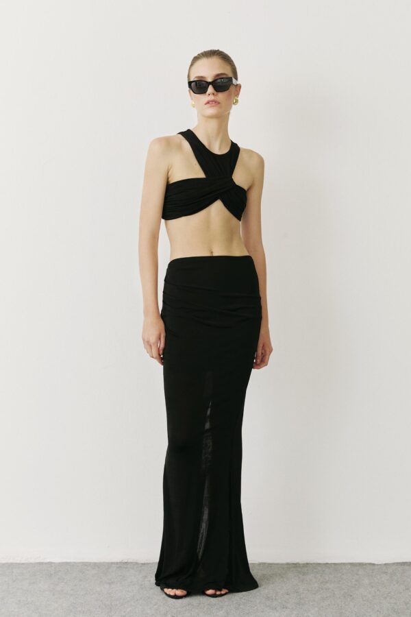BOYUNDAN BAĞLAMALI CROP TOP-BALIK ETEK