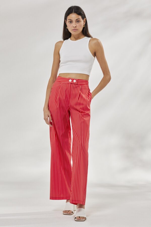 Çizgili Poplin Pantolon