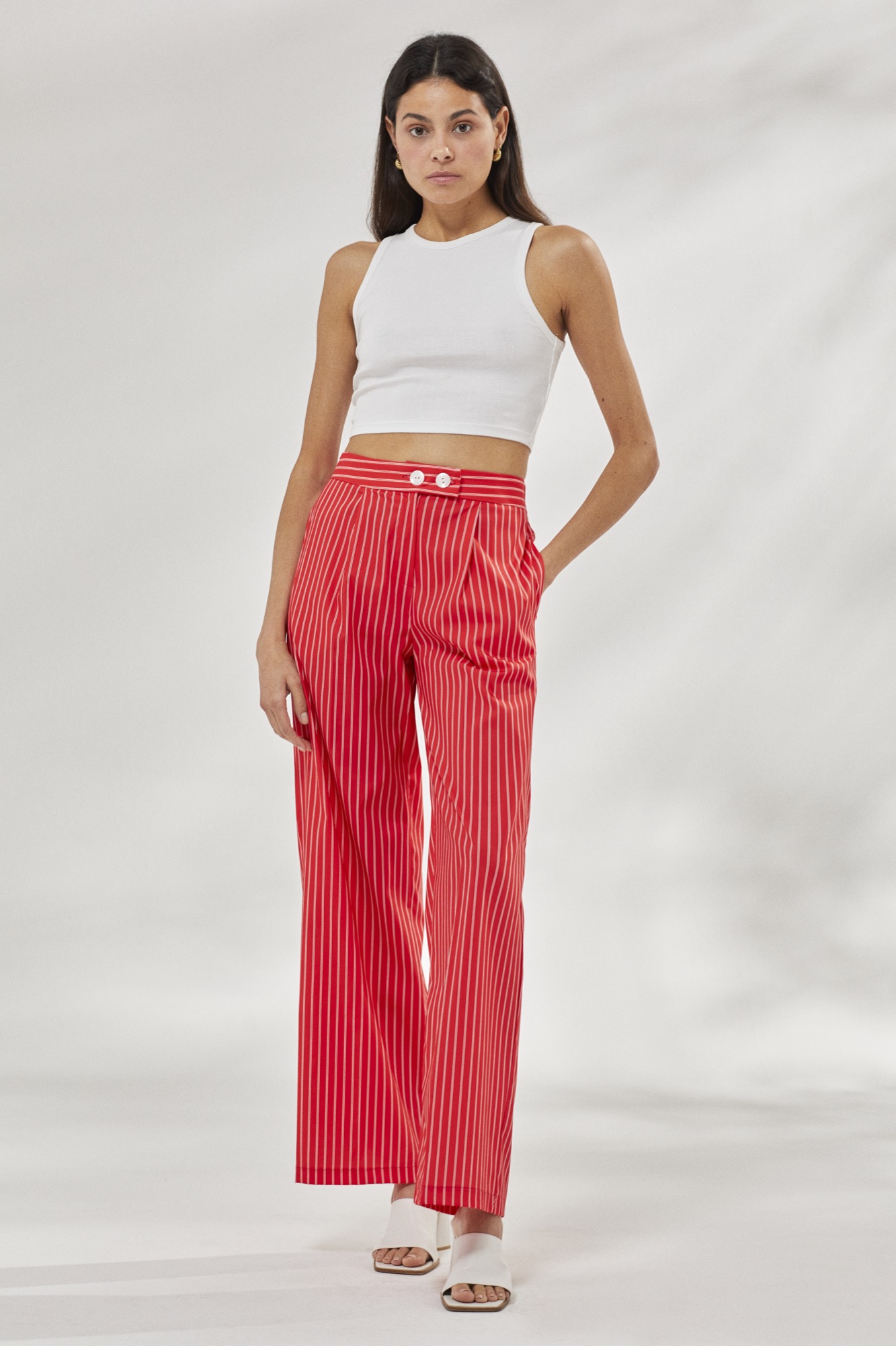 Çizgili Poplin Pantolon