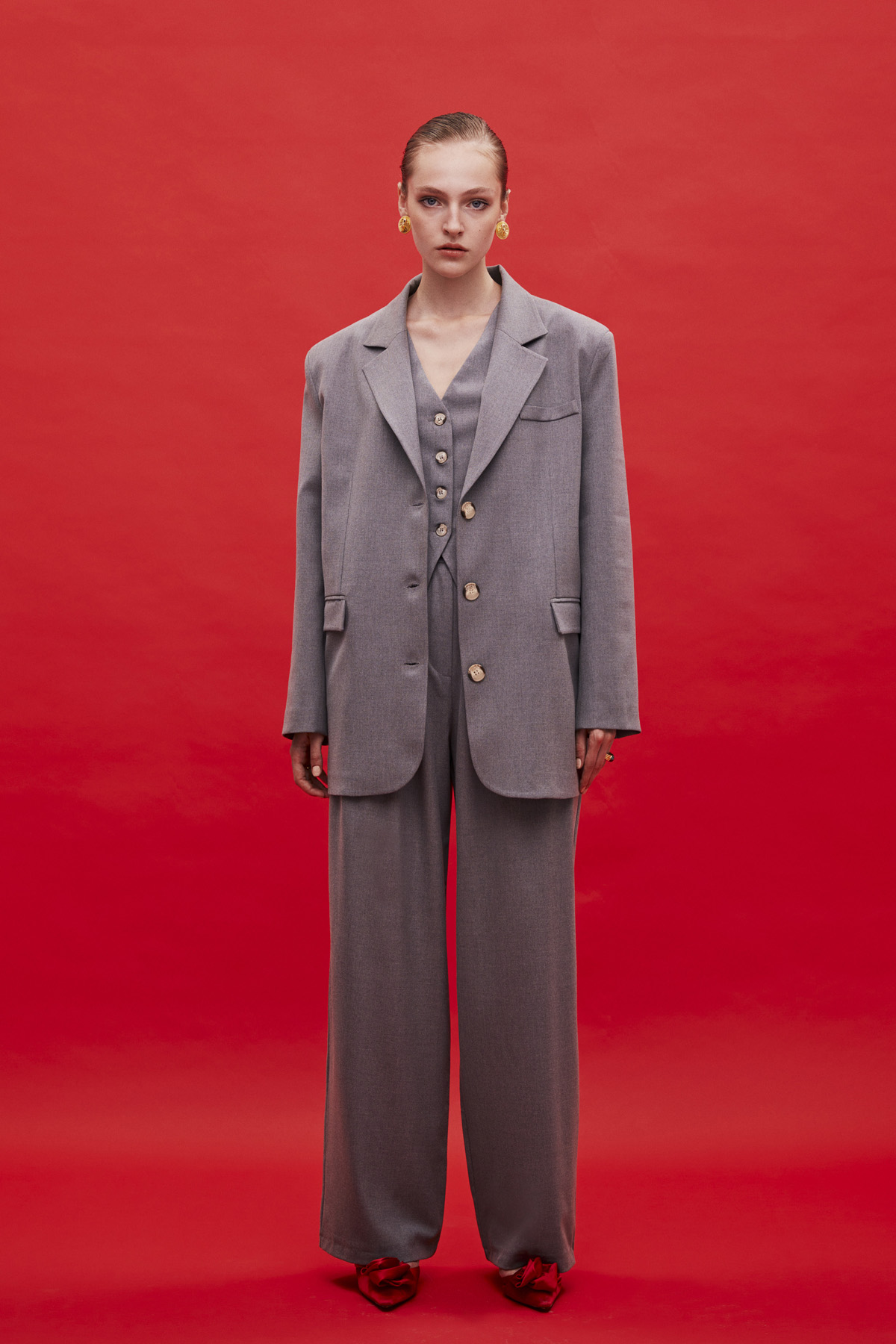 Oversize Blazer Ceket - Maskülen Yelek - Plazzo Pantolon