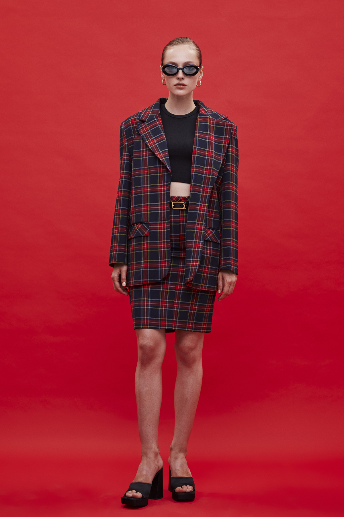 Oversize Ekose Ceket - Ekose Kalem Etek