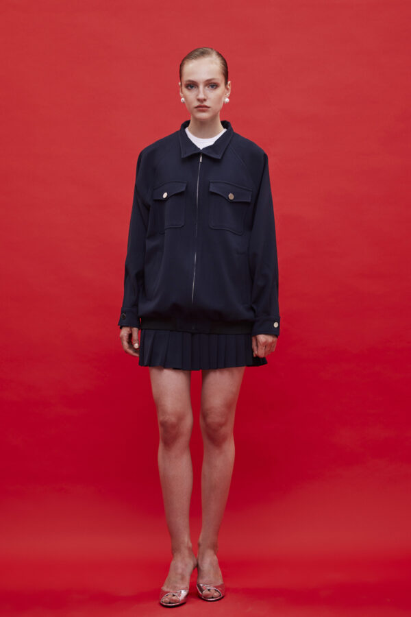 Tasarım Oversize Bomber - Tasarım Pileli Etek