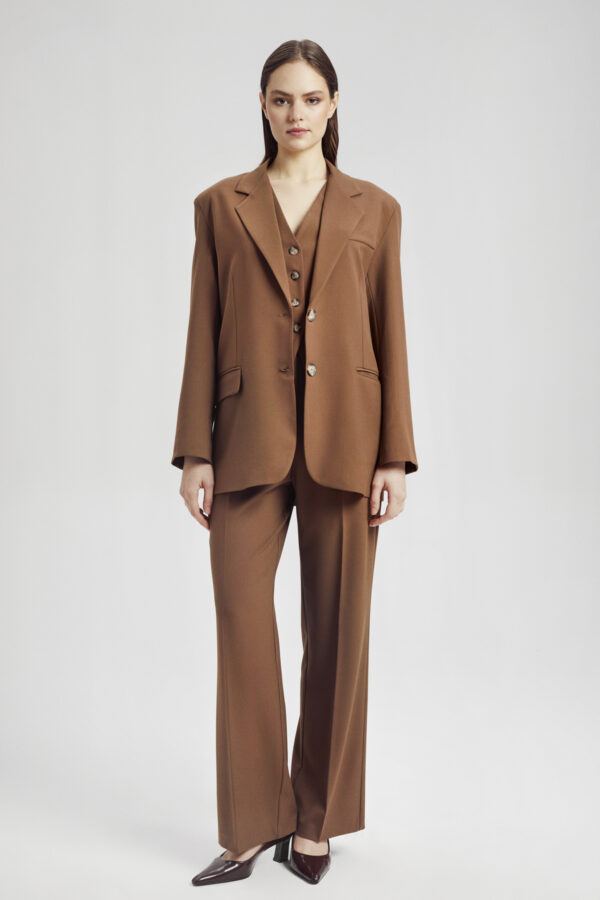 Klasik Oversize Blazer Ceket, Klasik Yelek, Klasik Straight Pantolon