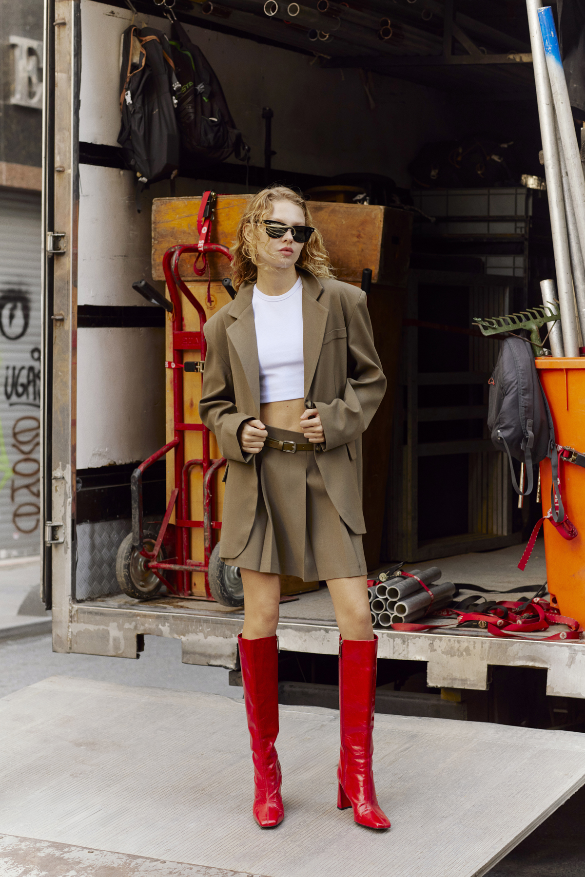 Oversize Ceket - Pileli Mini Etek