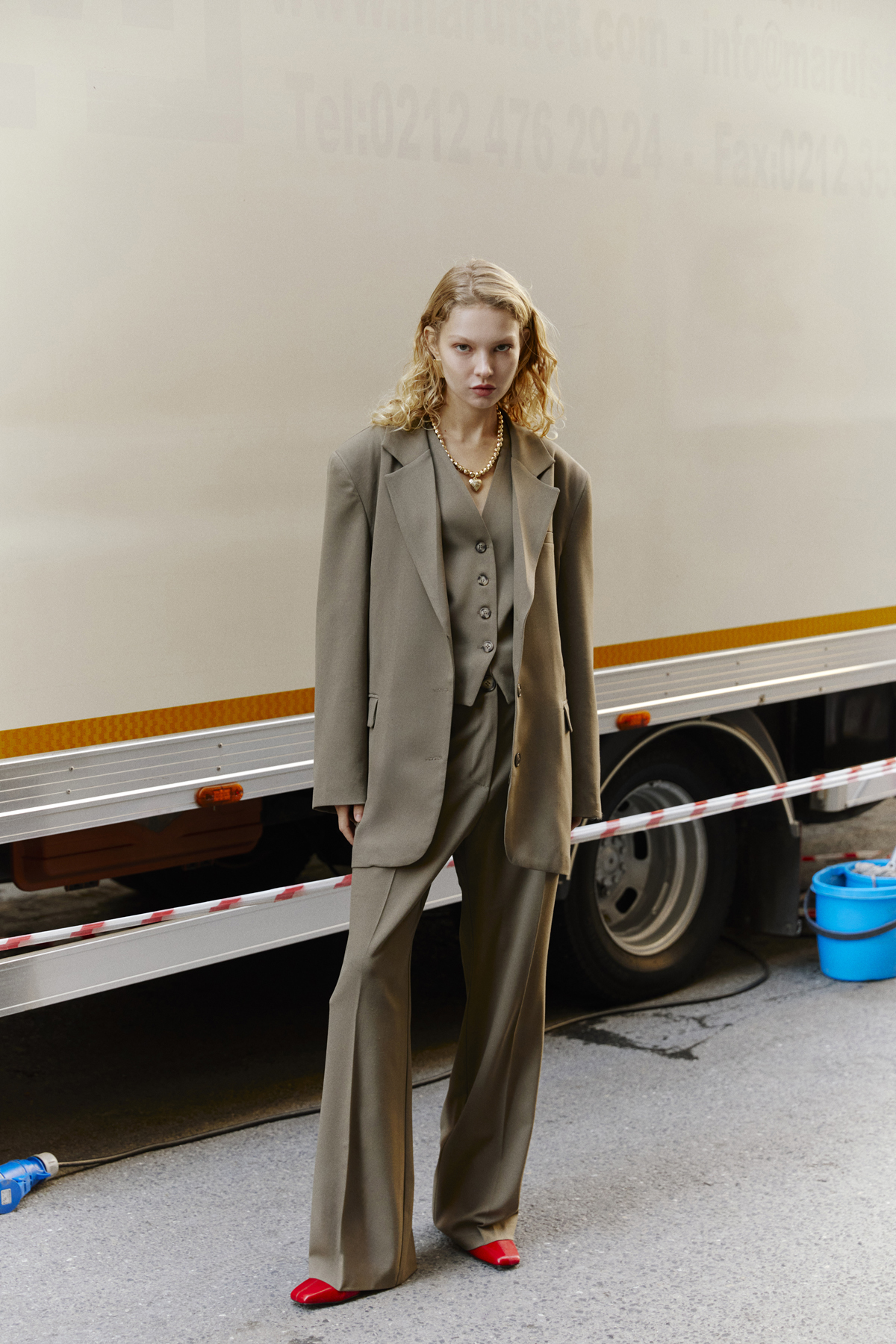 Klasik Oversize Blazer Ceket, Klasik Yelek, Klasik Straight Pantolon