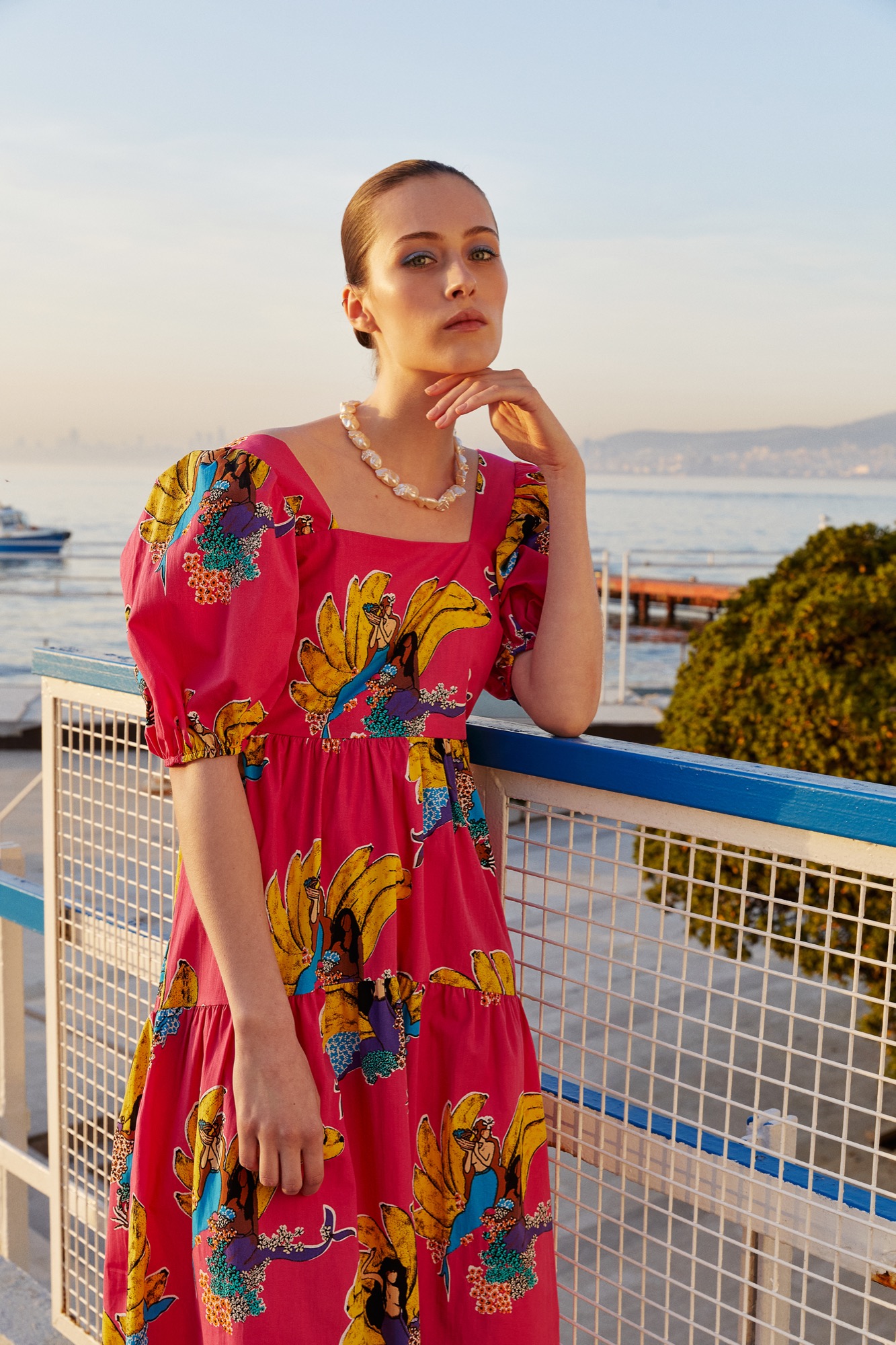 Desenli Midi Elbise